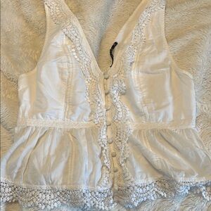 Abercrombie & Fitch: White Lace Trimmed Women's Top